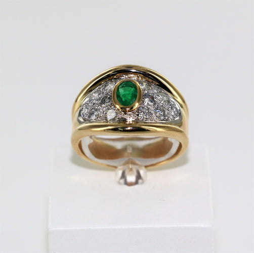 Bague BAGUE EMERAUDE ET PAVAGE DIAMANTS 58 Facettes