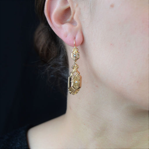 Boucles d'oreilles Boucles d'oreilles or rose perles fines pendantes 58 Facettes 21-368