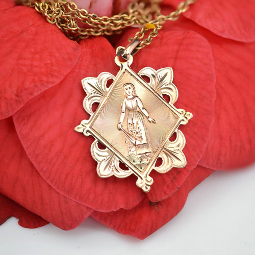 Pendentif Médaille or rose Sainte Germaine 58 Facettes CVP71