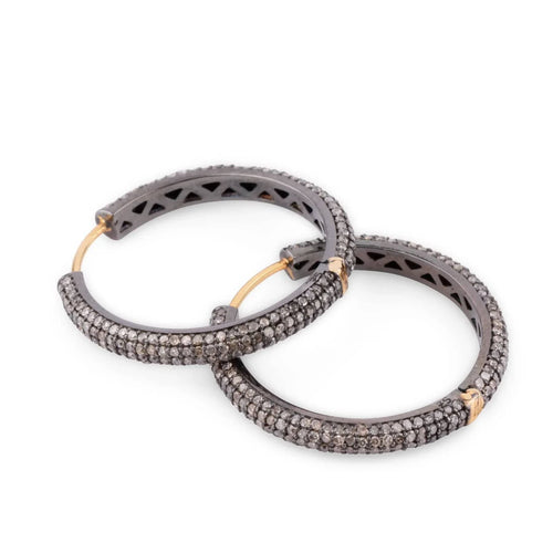 Boucles d'oreilles Créole argent, diamants 58 Facettes 1