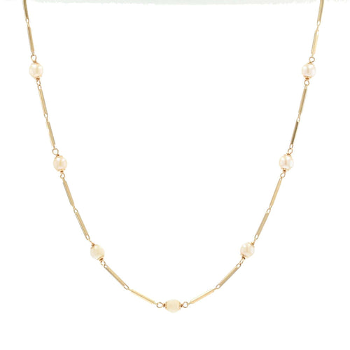 Collier Collier en or maille batonnet et perles de cultures 58 Facettes 22-022