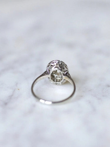 Bague Bague de fiançailles ovale Art Deco platine or blanc et diamants 58 Facettes
