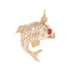 Ancient gold ruby ​​fish charm pendant 58 Facettes 18-108C