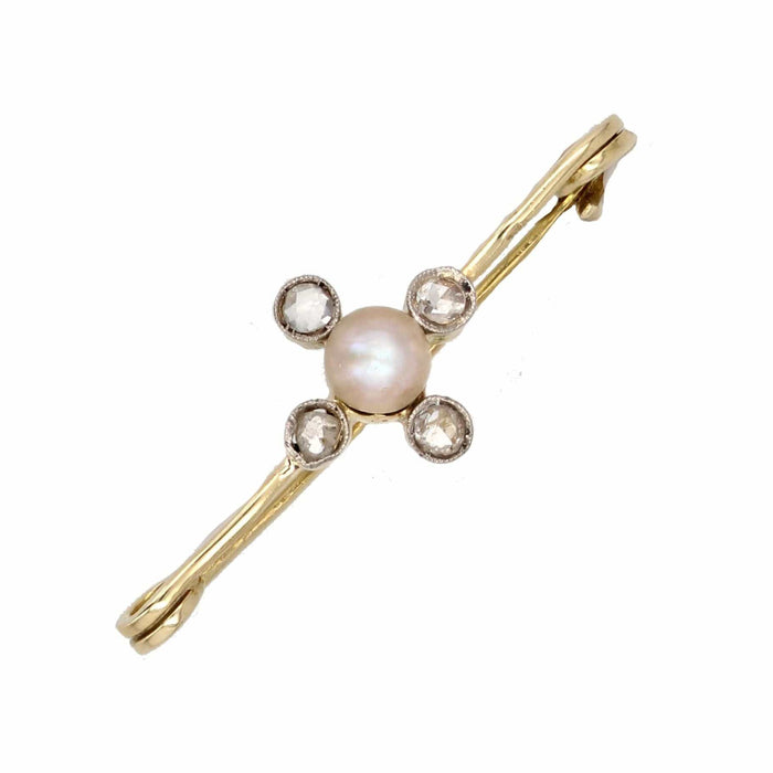 Broche Broche barrette perle fines et diamants taillés en rose 58 Facettes 22-341