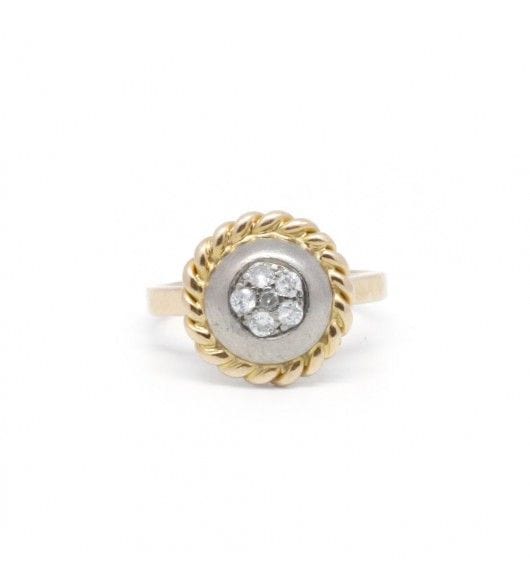 Bague 50 / Jaune et blanc / Or 750‰ Bague Or Et Diamants 58 Facettes 220604R