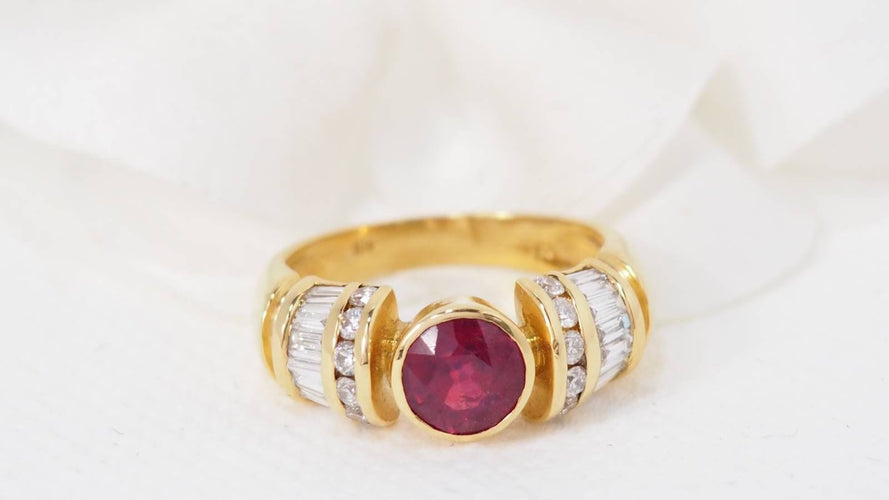 Bague 53.5 Bague jonc rubis naturel & diamants 58 Facettes 32276