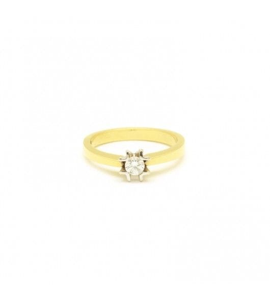 Bague Tour de doigt : 54.5 / Jaune / Or 750‰ Bague Solitaire Diamant 0.20 carat 58 Facettes 220559R