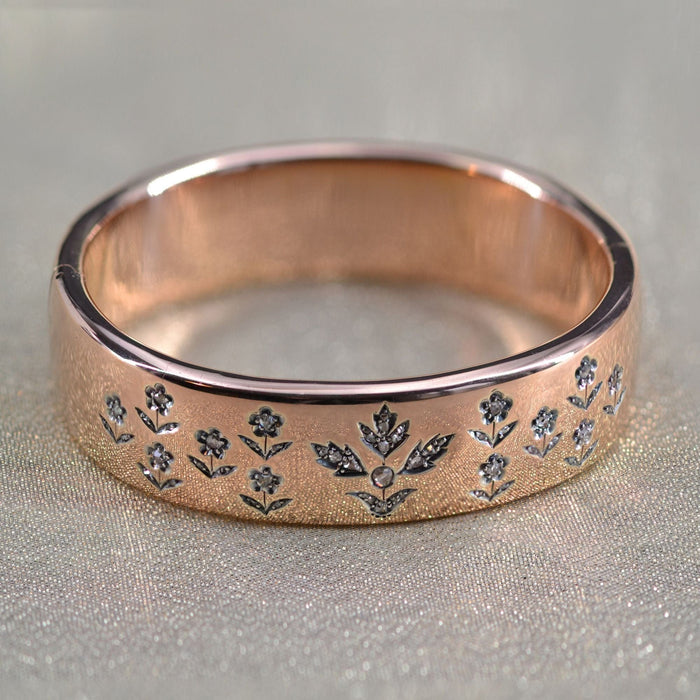 Bracelet Bracelet ancien jonc or rose et diamants taillés en rose 58 Facettes 22-467