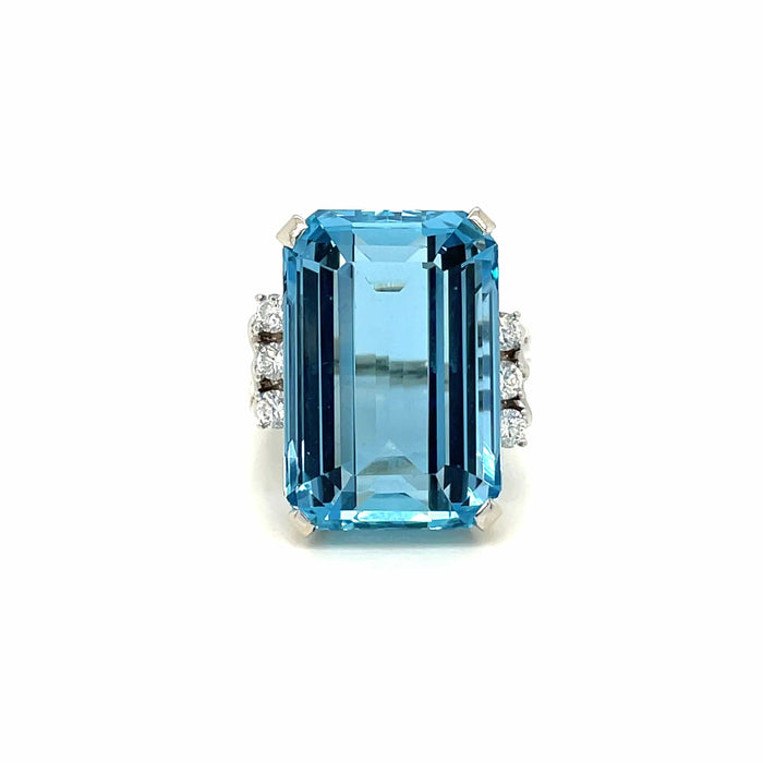 Bague 55 Bague Diamant Aigue-marine 58 Facettes