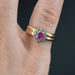 Ring 45 Used flower ring ruby ​​diamonds 58 Facettes 21-189A