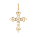 Pendentif Croix or jaune motifs floraux 58 Facettes 14-330A