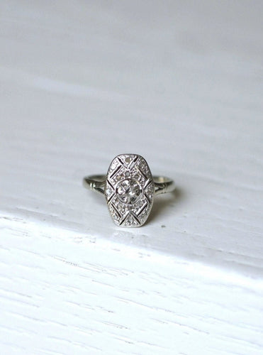 Bague de fiançailles rectangulaire Art Deco diamants 58 Facettes