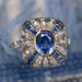 Ring 59 Cushion sapphire diamond ring 58 Facettes 23-364