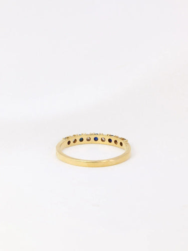 Bague 53 Demi-Alliance américaine diamants et saphirs 58 Facettes J107