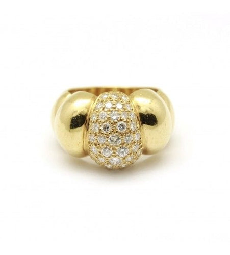 Bague 54 / Jaune / Or 750 Bague or jaune pavage diamants 58 Facettes 160258R