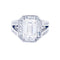 Bague 49 Bague diamant taille émeraude, entourage diamants baguettes, platine. 58 Facettes 32516