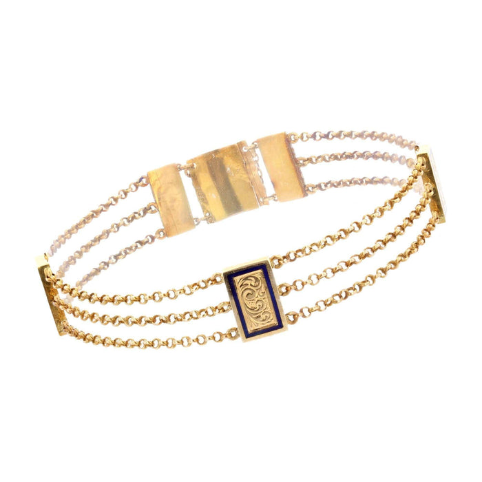 Bracelet Bracelet ancien en or chaines et plaques émaillées 58 Facettes 21-039