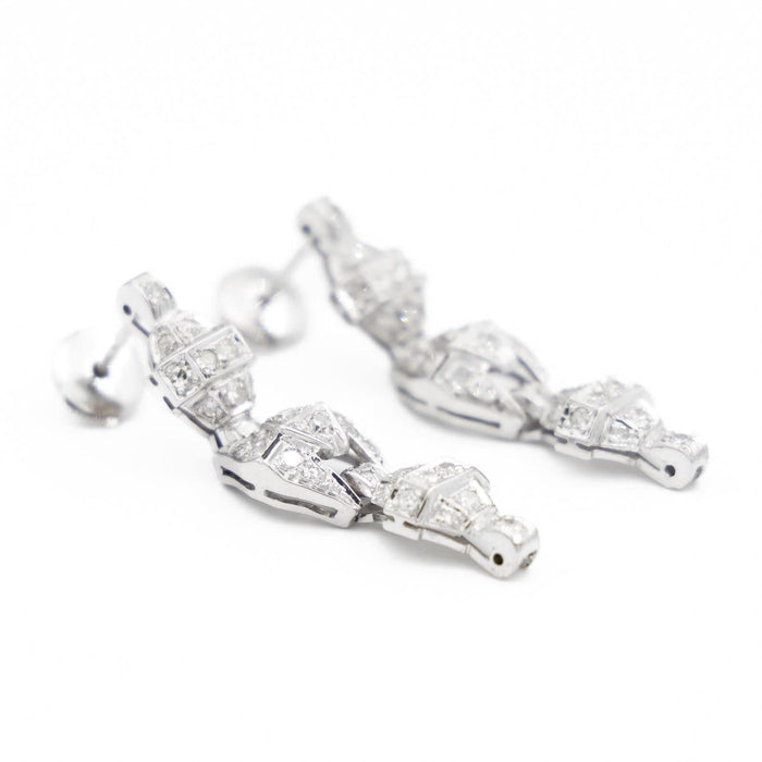 Boucles d'oreilles Boucles d'oreilles Art déco Or blanc Diamant 58 Facettes 1986224CN