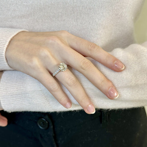 Bague Solitaire en or gris, diamant 58 Facettes