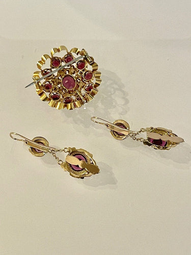 Boucles d'oreilles Parure Or et Améthystes Napoléon III 58 Facettes 1069287