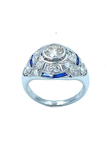 Bague Bague Art-Deco, diamants et saphirs calibrés 58 Facettes