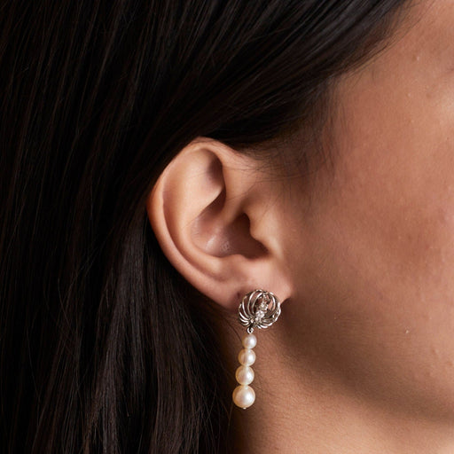 Boucles d'oreilles Pendants d'oreilles perles et diamants sur or gris 58 Facettes