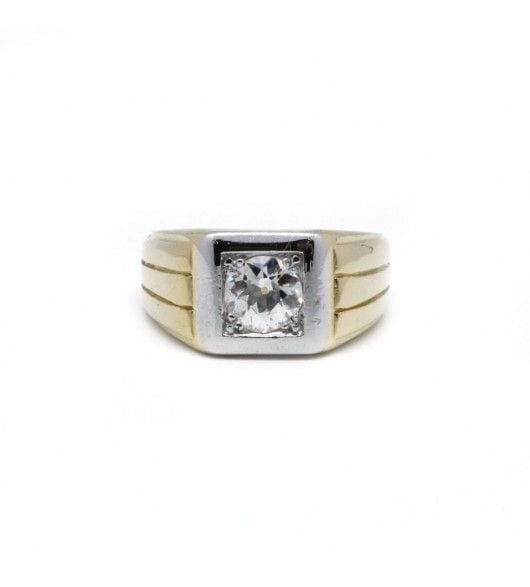 Bague 52 / Jaune / Or 750 Chevalière Diamant 58 Facettes 220432R
