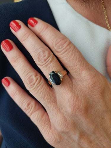 Bague 58 BAGUE ANCIENNE SAPHIR ET DIAMANTS 58 Facettes 072451