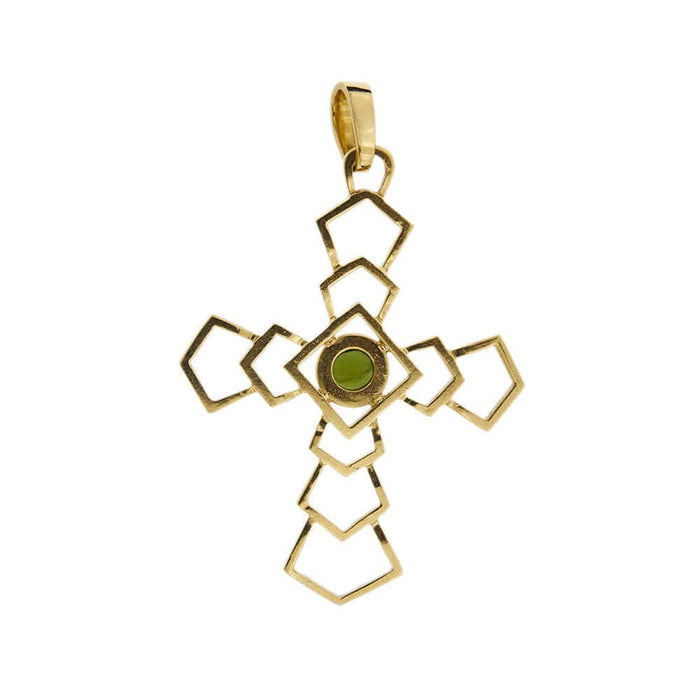 Pendentif Pendentif croix avec tourmaline verte 58 Facettes 31480