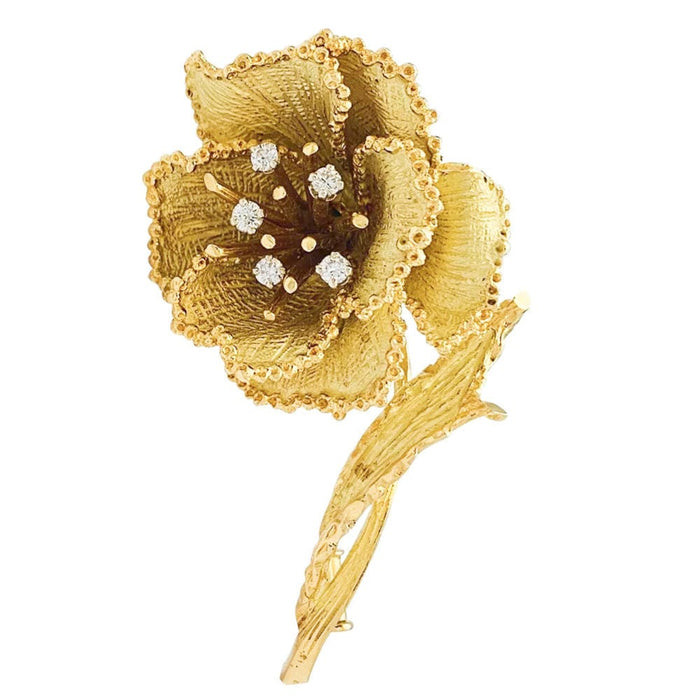 Broche Broche fleur or jaune et diamants. 58 Facettes 31887