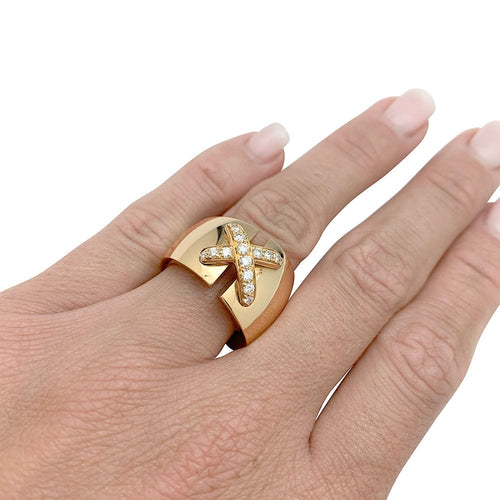 Bague 52 Bague Chaumet, "Liens" grand modèle, or jaune, diamants. 58 Facettes 31528