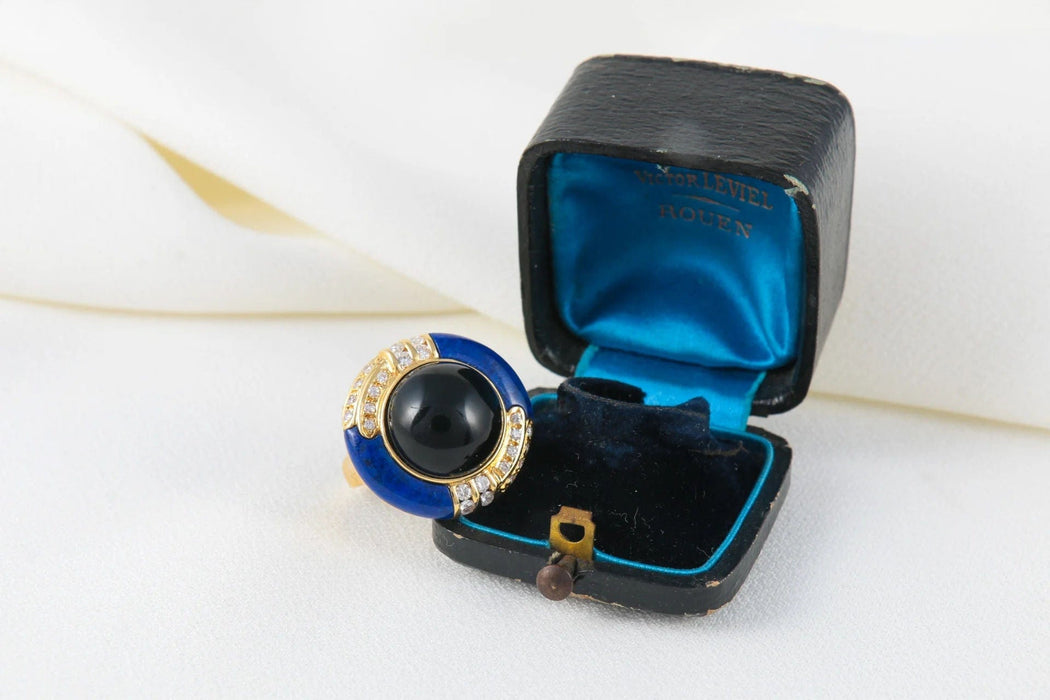 Bague Bague Onyx, Lapis-Lazuli et Diamants 58 Facettes 88