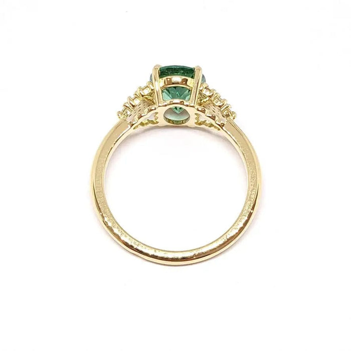 Bague Bague tourmaline verte diamants or jaune 58 Facettes