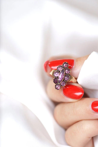 Bague Bague marquise or rose et grenats de Perpignan 58 Facettes