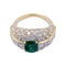 Bague 54 Bague or jaune, émeraude et pavage diamants. 58 Facettes 32324