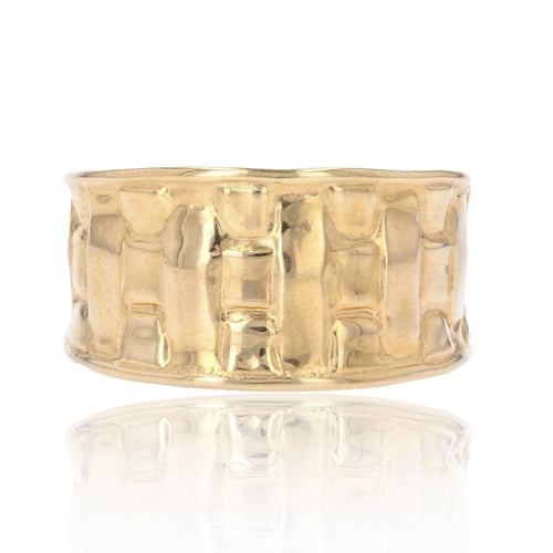 Bague 54 Bague large or jaune 58 Facettes 14-177