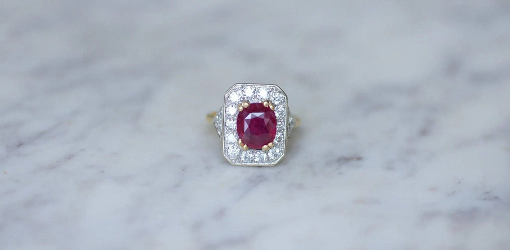 Bague 52 Bague Octogonale Rubis et Diamants 58 Facettes