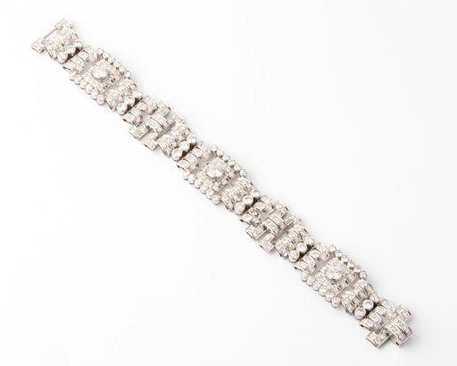 Bracelet Bracelet platine et diamant art décot à motifs rectangulaires 58 Facettes