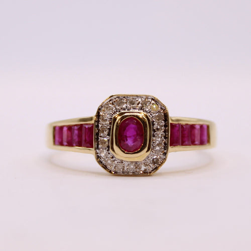 Bague Bague Octogonale Rubis et Diamants 58 Facettes