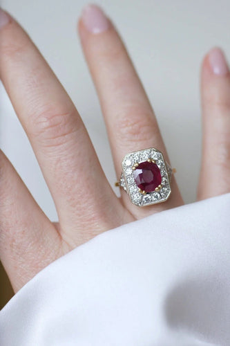 Bague 52 Bague Octogonale Rubis et Diamants 58 Facettes