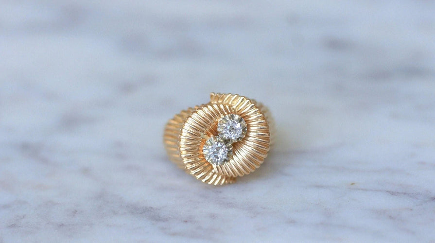 Bague Bague spirale or rose et diamants 58 Facettes