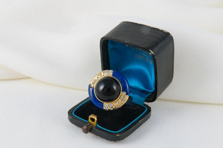 Bague Bague Onyx, Lapis-Lazuli et Diamants 58 Facettes 88