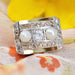 Ring 52 Fine pearl and diamond tank ring 58 Facettes 19-363