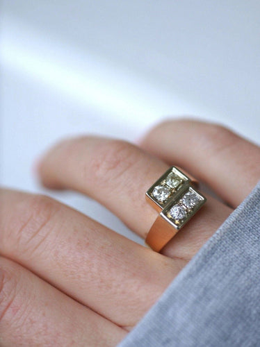 Bague Toi et Moi or rose, platine, diamants 58 Facettes