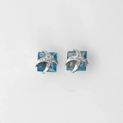 Boucles d'oreilles BOUCLES D'OREILLES AIGUE MARINE & DIAMANTS 58 Facettes BO/230036