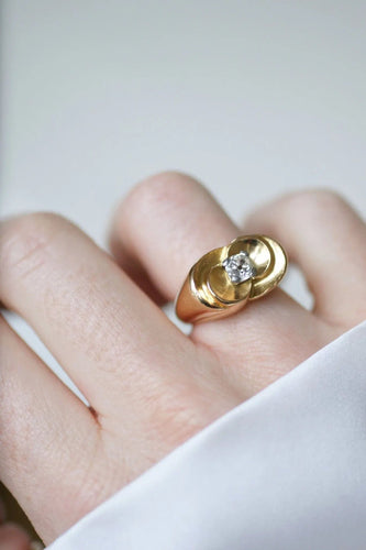 Bague 49.5 Bague Tank retro en or jaune et diamant 58 Facettes