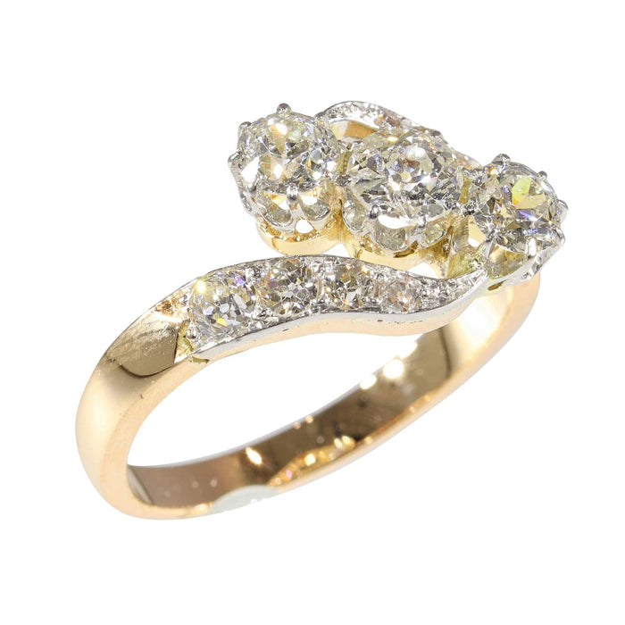 Bague 56 L'amour à travers le temps : bague en or et diamants Belle Époque des années 1920 58 Facettes 24029-0362
