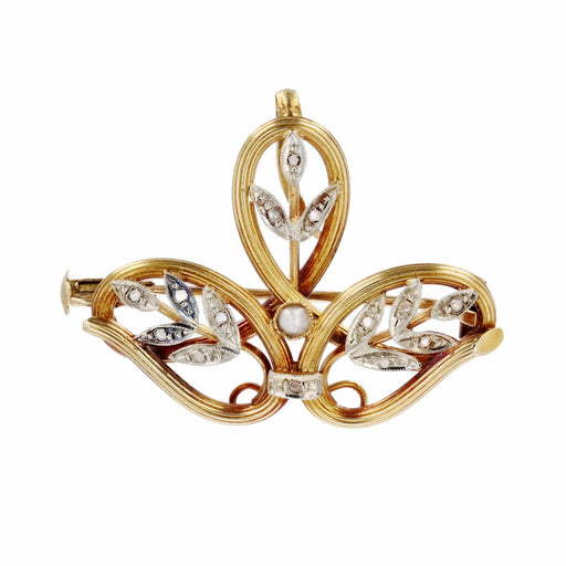 Broche Broche-pendentif Art Nouveau diamants et demi-perle fine 58 Facettes CVBR42