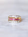 Victorian triple ring ring in pink gold, platinum, ruby ​​and diamonds 58 Facettes