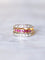 Bague Victorienne triple anneau en or rose, platine, rubis et diamants 58 Facettes